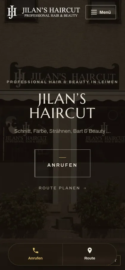 Startseite von Jilan’s Haircut auf dem Handy