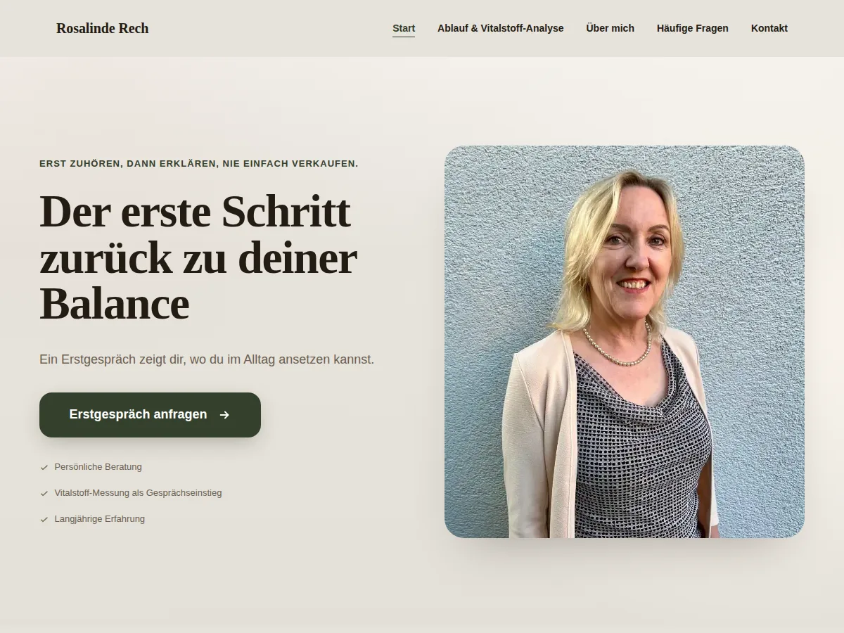 Startseite von Rosalinde Rech, Gesundheitsberatung