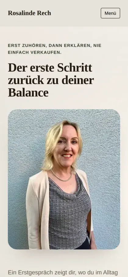 Startseite von Rosalinde Rech auf dem Handy